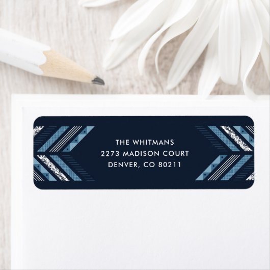 Herringbone Band Address Label - Denim (Insitu)