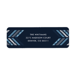 Herringbone Band Address Label - Denim
