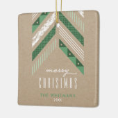 Herringbone Band kerstversiering - groen Keramisch Ornament (Links)