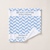Herringbone Blue Beach House | Nom personnalisé (Gant de toilette)