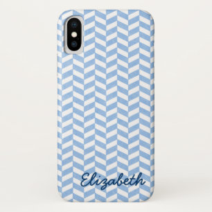 Herringbone Blue White Beach Colors Custom iPhone X Hoesje