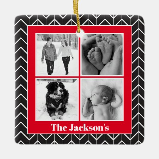 Herringbone Foto Collage Moderne Keramische Kerami Keramisch Ornament (Voorkant)