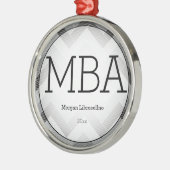 Herringbone Gray Black MBA Afstuderen Naam jaar Metalen Ornament (Links)