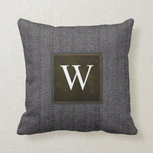 Herringbone Gray Tweed Personalized Kussen