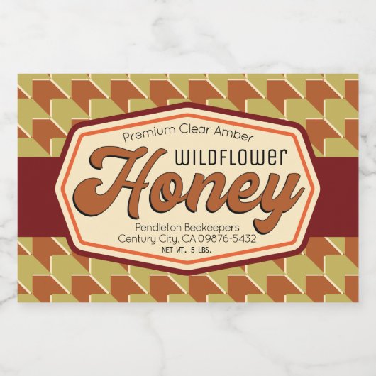 Herringbone Honey Jar and Mead Wine Bottle Labels Voedselcontainer Etiket (Enkel label)