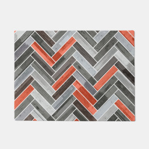 Herringbone Patroon in Oranje grijs Deurmat