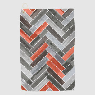 Herringbone Patroon in Oranje grijs Golfhanddoek