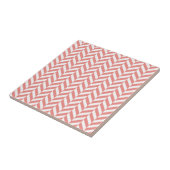 Herringbone Pattern Coral Pink White Tegeltje (Zijkant)
