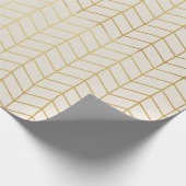 Herringbone Pattern Faux Gold Foil Ivory Geometric Cadeaupapier (Hoek)