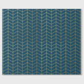 Herringbone Pattern Faux Gold Foil Navy Geometric Cadeaupapier (Vlak)