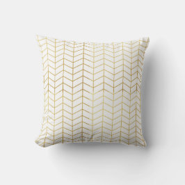 Herringbone Pattern Faux Gold Foil White Geometric Kussen