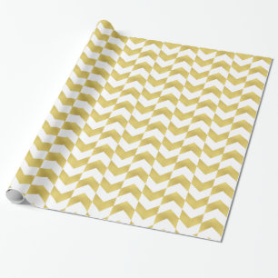 Herringbone Pattern Gold & White Wrapping Paper Cadeaupapier