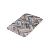 Herringbone Pattern in Blue Brown Grey Badmat (Gekanteld)