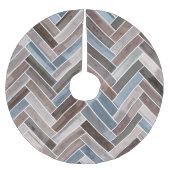 Herringbone Pattern in Blue Brown Grey Kerstboom Rok (Voorkant)