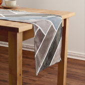 Herringbone Pattern in Blue Brown Grey Korte Tafelloper (Voorbeeld)