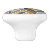 Herringbone Pattern in Grey and Yellow Keramische Knop (Zijkant)