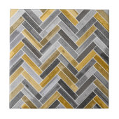 Herringbone Pattern in Grey and Yellow Tegeltje (Voorkant)