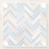 Herringbone Pattern in Navy Blue en Oranje Glazen Onderzetter (Achterkant)