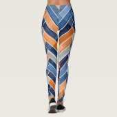 Herringbone Pattern in Navy Blue en Oranje Leggings (Achterkant)