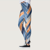 Herringbone Pattern in Navy Blue en Oranje Leggings (Links)
