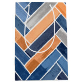 Herringbone Pattern in Navy Blue en Oranje Medium Cadeauzakje (Voorkant)