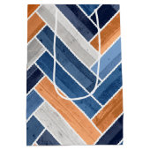 Herringbone Pattern in Navy Blue en Oranje Medium Cadeauzakje (Achterkant)