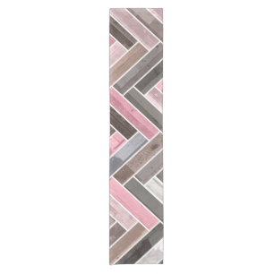 Herringbone Pattern in Pink Grey Korte Tafelloper