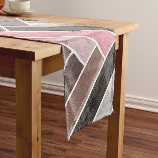 Herringbone Pattern in Pink Grey Korte Tafelloper (Voorbeeld)