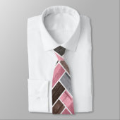 Herringbone Pattern in Pink Grey Stropdas (Gebonden)