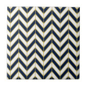 Herringbone Pattern Pillow in Navy, White en Gold Tegeltje (Voorkant)