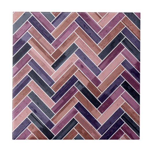 Herringbone Pattern Purple Tegeltje (Voorkant)