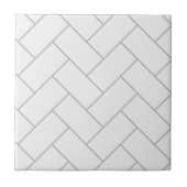 Herringbone Pattern White Ceramic Tile Tegeltje (Voorkant)