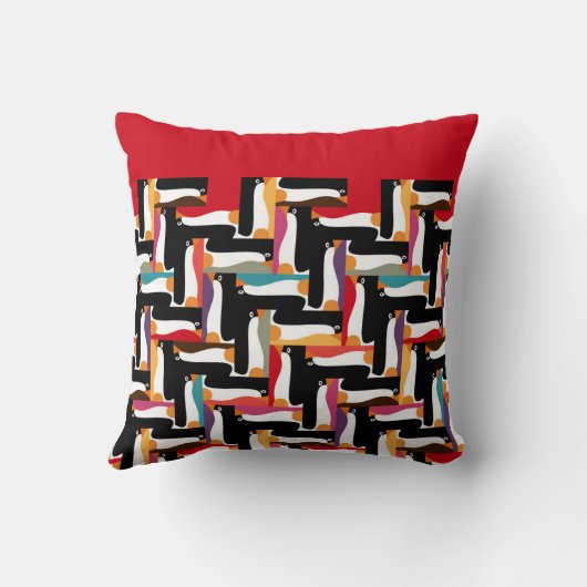 herringbone pinguïn red kussen (Achterkant)