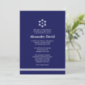 Herringbone Star Bar Mitzvah Uitnodiging (Staand voorkant)
