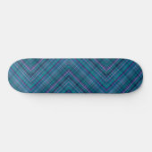 Herringbone Tartan Blauw Groen Roze Skateboard (Horizontaal)