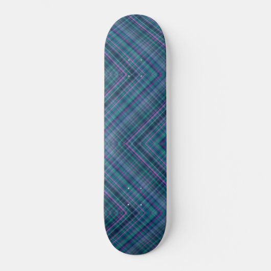Herringbone Tartan Blauw Groen Roze Skateboard (Voorkant)
