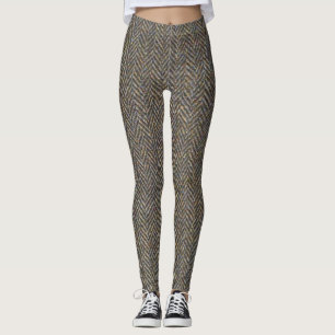 Herringbone Tweed Art Pattern Leggings