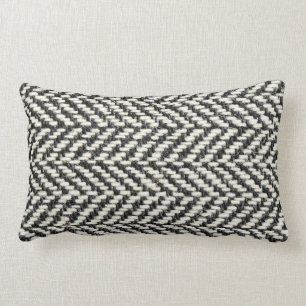 Herringbone Tweed Rustic Black & White Knit Print Kussen
