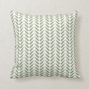 Herringbone Wine Bottle Pattern Cream and Sage Kussen