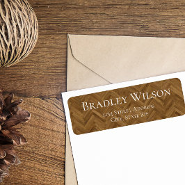 Herringbone Wood Grain Return Address-label Etiket