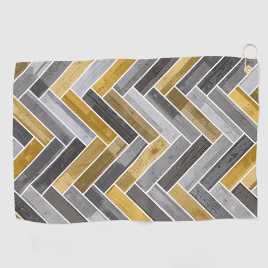 Herringbotpatroon in grijs en geel golfhanddoek (Horizontaal)
