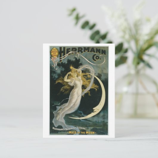 Herrmann ~ Maid of the Moon Magicia Act Briefkaart (Staand voorkant)