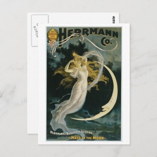 Herrmann ~ Maid of the Moon Magicia Act Briefkaart (Voorkant / Achterkant)