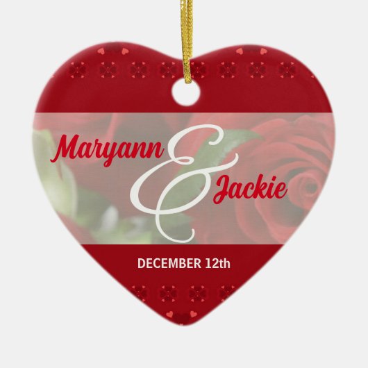 Hers en Hers 1st Jubileum Rood Ornament (Voorkant)