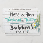 Hers & Hers "Eau" Bachelorette Party Invitation (Devant / Derrière)