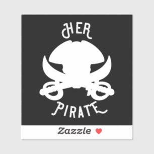 Hers Piratenschedel Kruisbeenderen & Zwaard Wit op Sticker