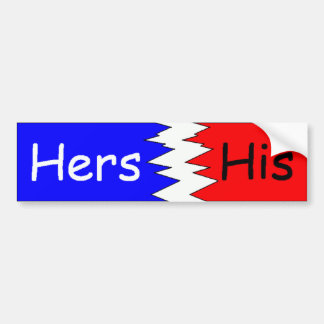 Hers & Zijne, Blauw & Rood Bumpersticker