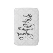 Hers-Zwart Moderne Tekst & Witte Damaskers Badmat (Voorkant Verticaal)