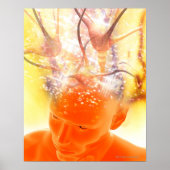hersenactiviteit, conceptueel computerkunstwerk poster (Voorkant)