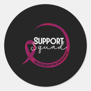 Hersenaneurysma Awareness Bourgondische lint Onder Ronde Sticker